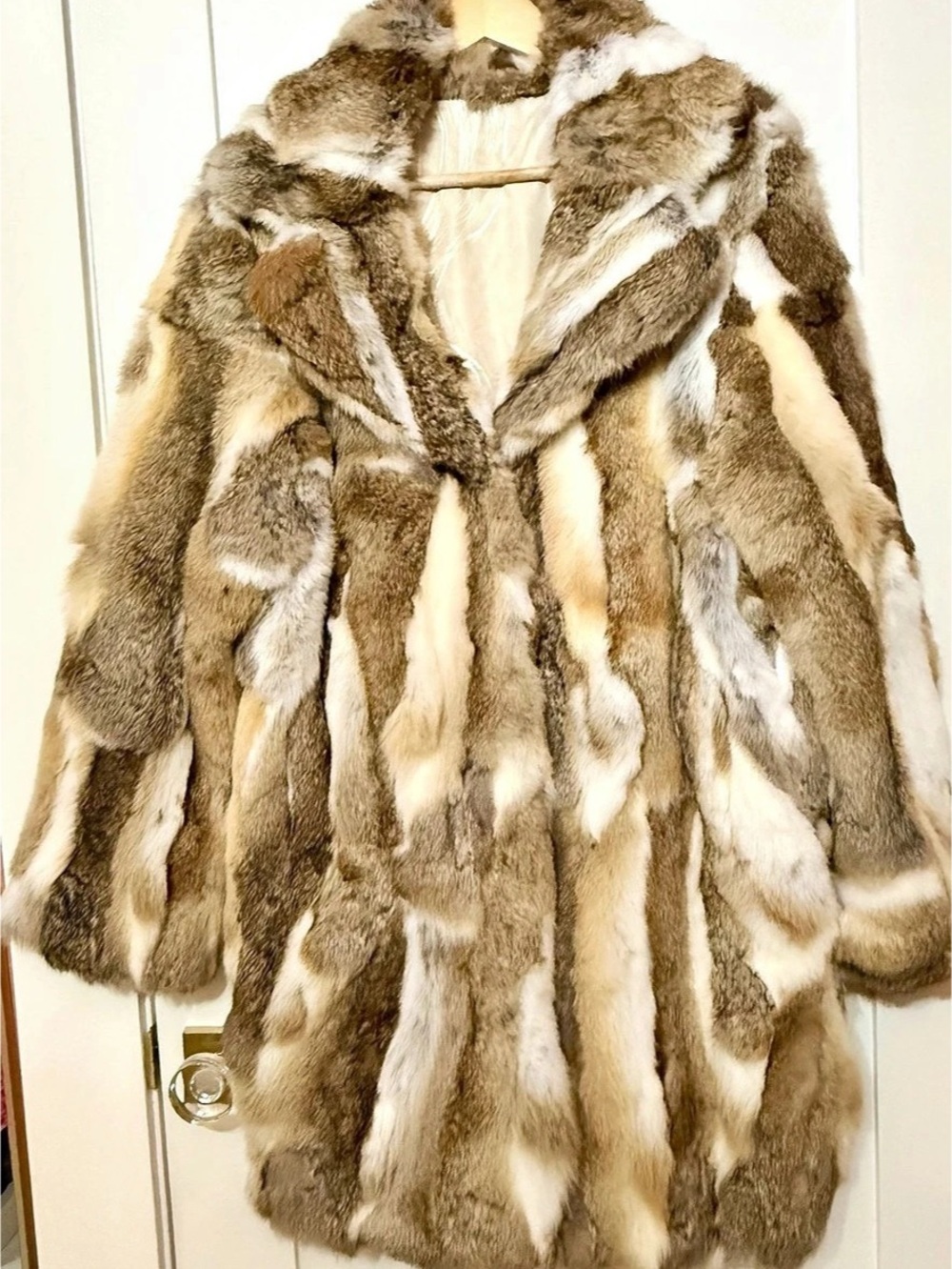 Multicolor Rabbit Fur Coat